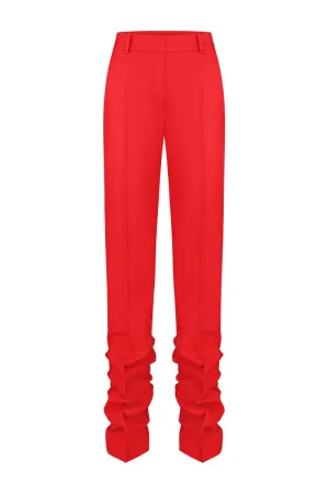 ANTHURIUM RED LOW-RISE PANTS