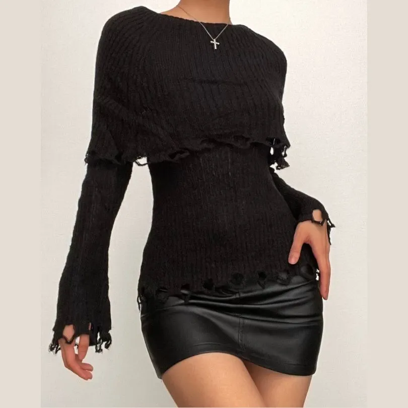BerriesJam - Crochet Sleeve Hollow Out Off Shoulder Solid Cut Out Top