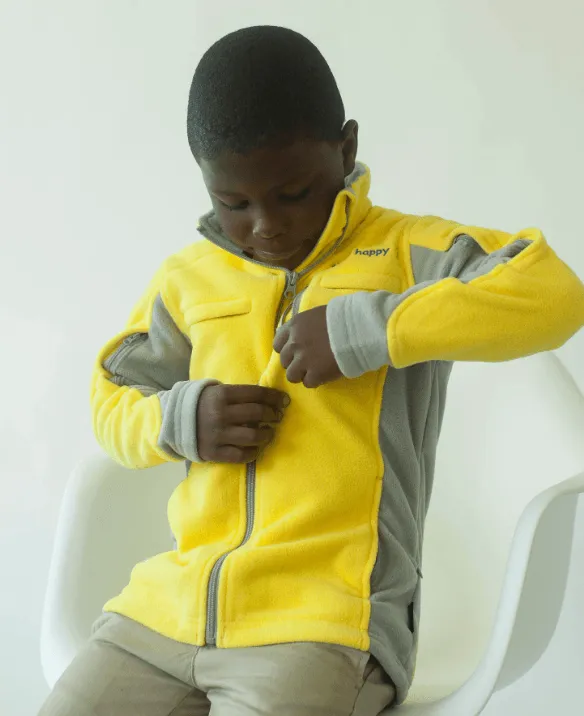 Boy's Cozy Fleece Chemotherapy Jacket - Yellow - Chemo Cozy