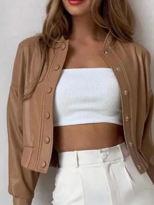 Casual Brown Leather Jacket