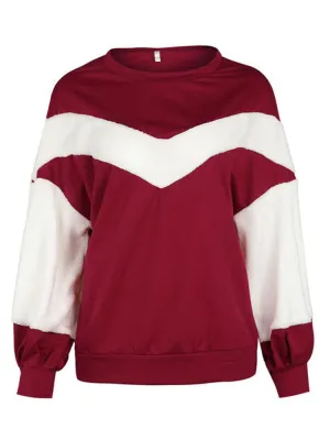 Casual Loose Velvet Patchwork Women Hoodies