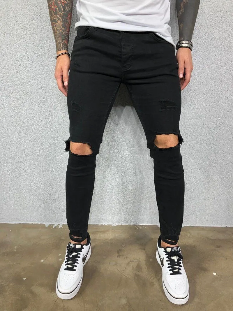 Cool Skinny Ripped Stretch Slim Elastic Denim Pants