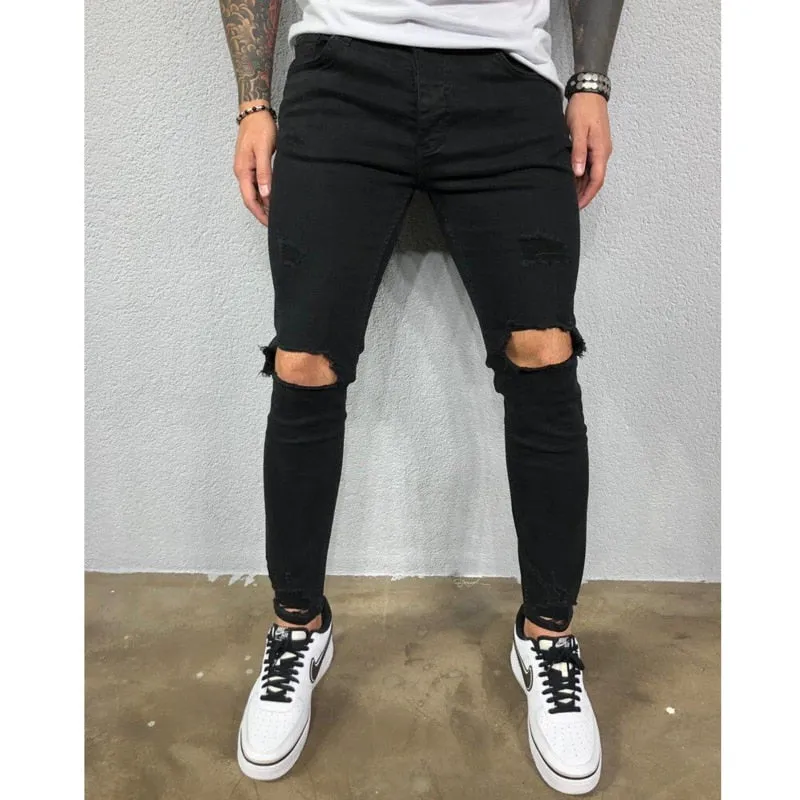 Cool Skinny Ripped Stretch Slim Elastic Denim Pants