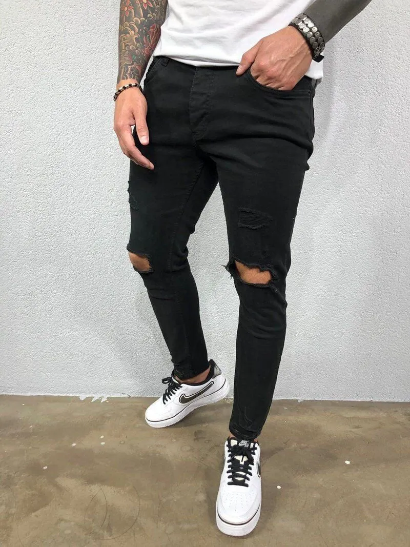 Cool Skinny Ripped Stretch Slim Elastic Denim Pants