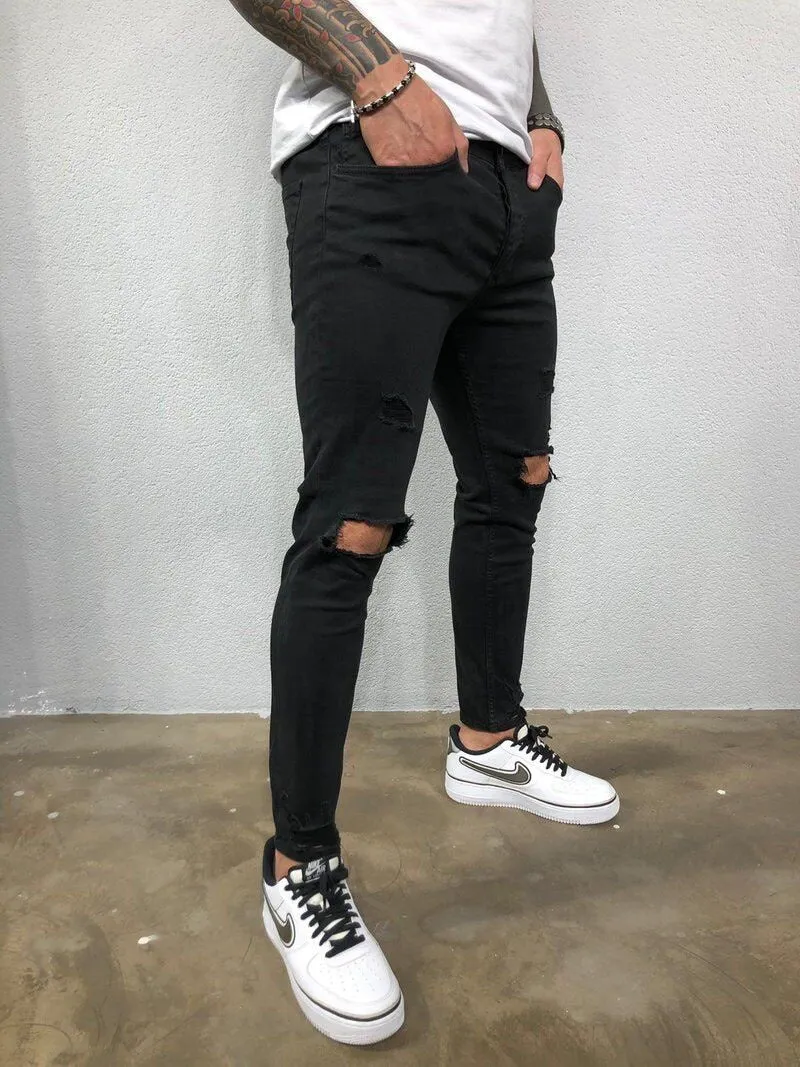 Cool Skinny Ripped Stretch Slim Elastic Denim Pants