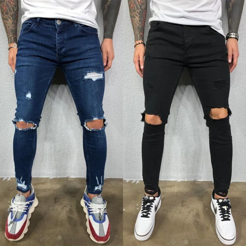 Cool Skinny Ripped Stretch Slim Elastic Denim Pants