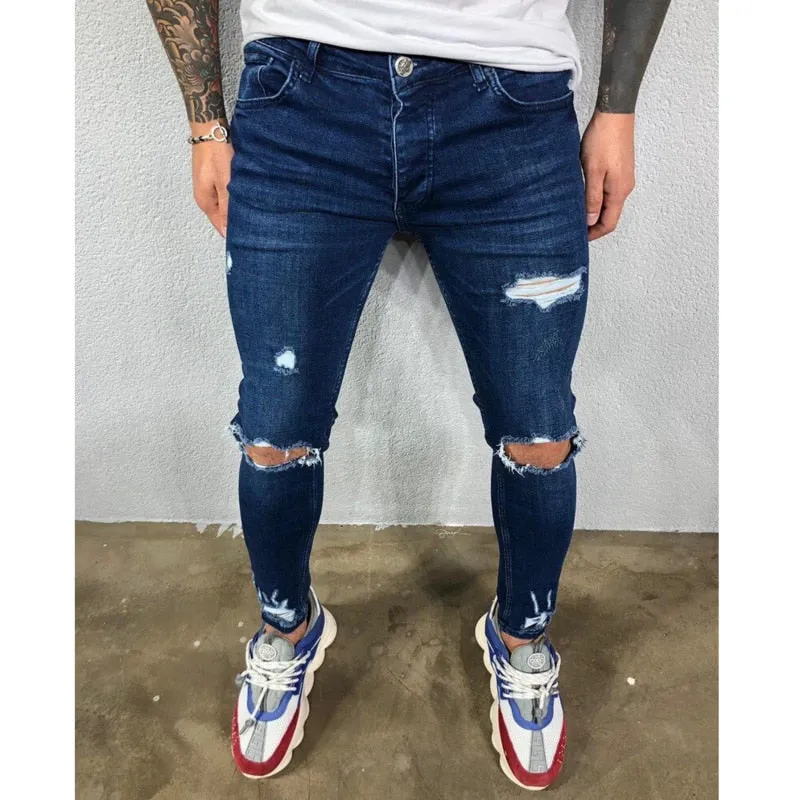Cool Skinny Ripped Stretch Slim Elastic Denim Pants
