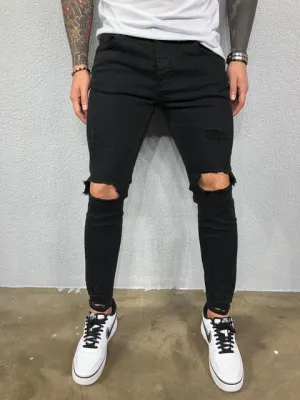 Cool Skinny Ripped Stretch Slim Elastic Denim Pants