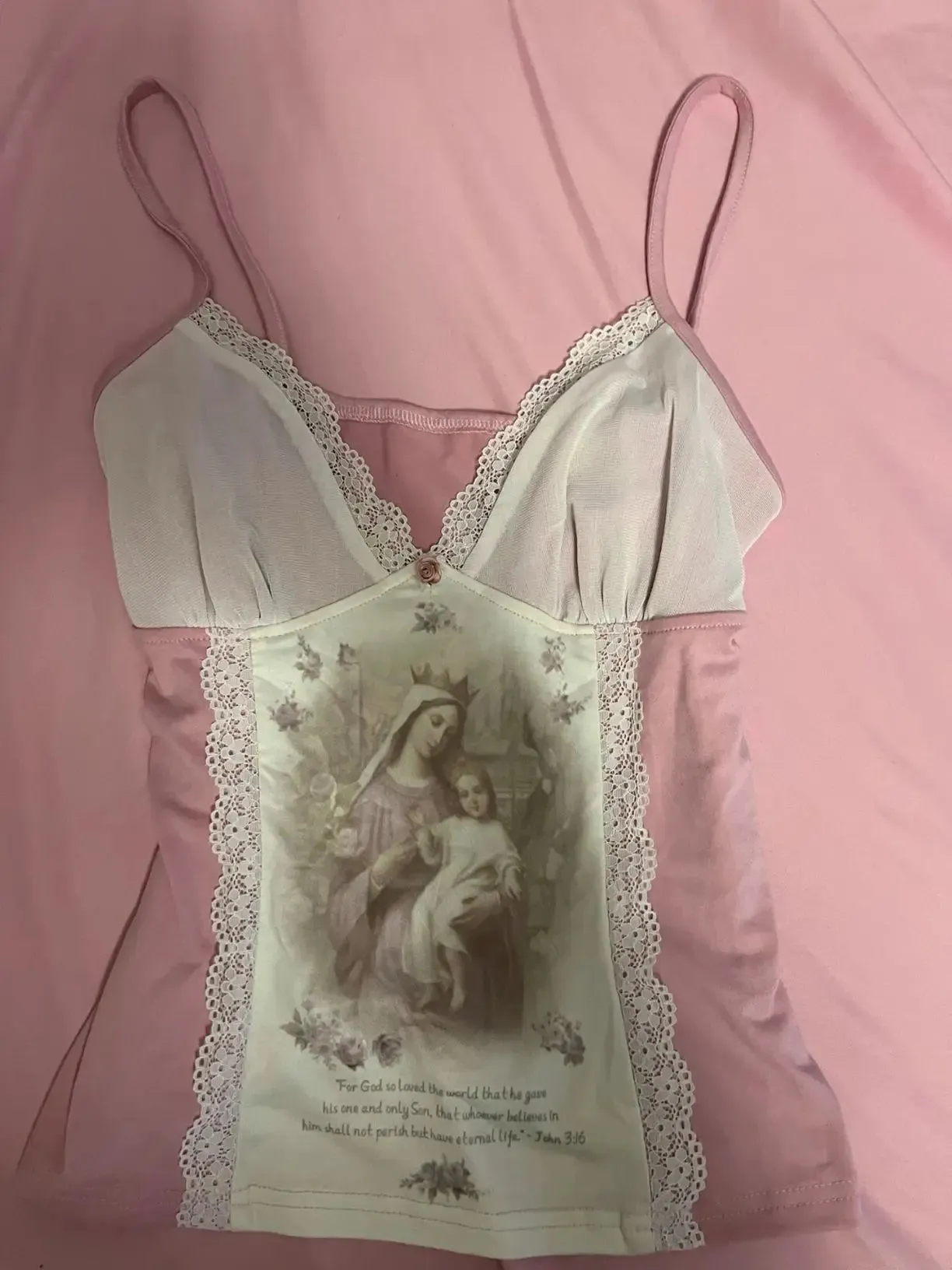 Crop Top Camis Women Clothes Lace Sexy Slim Pink Cute 2000s Top Sling Grunge Coquette Femme Punk Tank Top Y2k Clothing