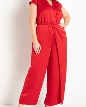 Draped Front Jumpsuit | Equestrian Red