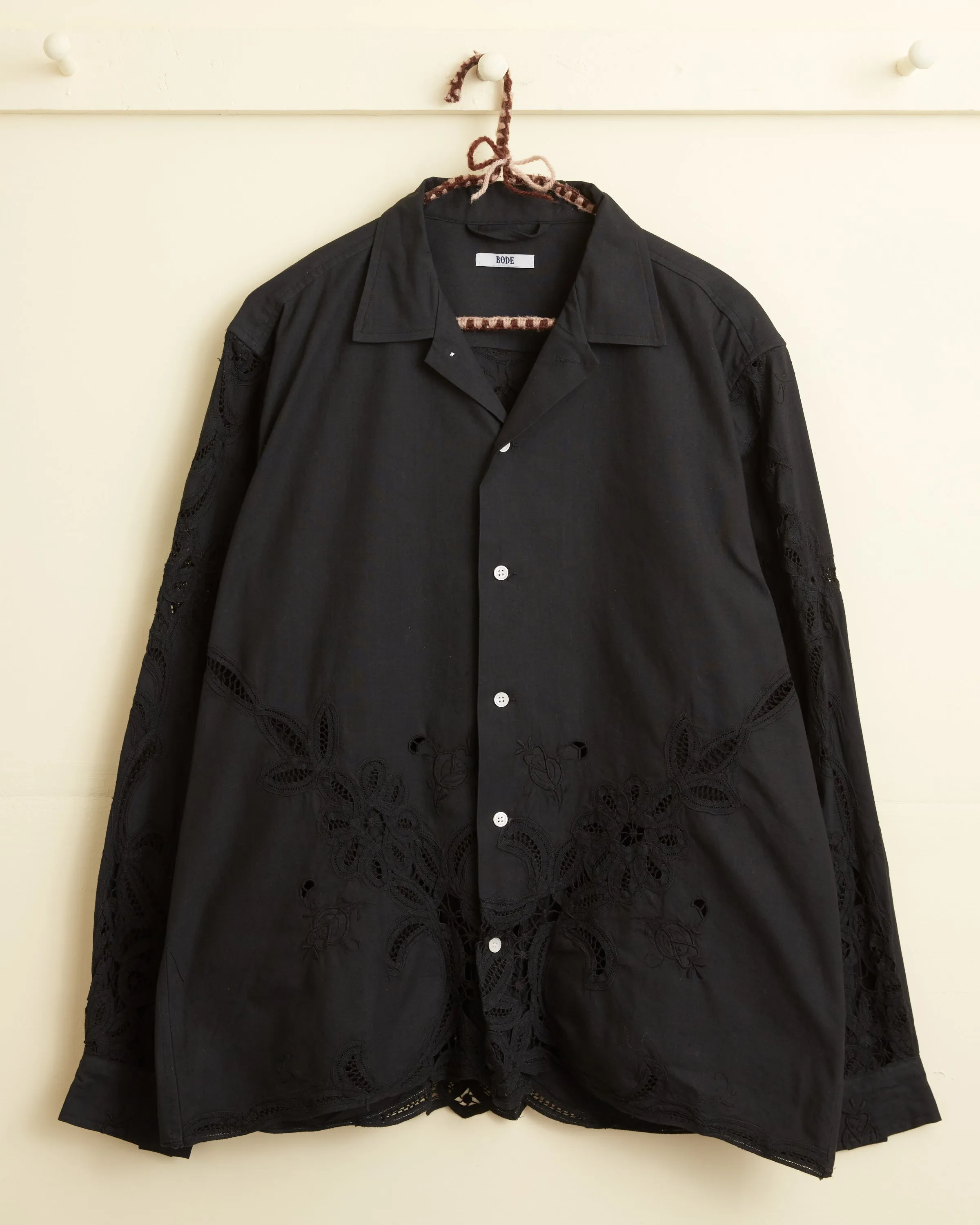 One-of-a-Kind Overdyed Lace Cutwork Shirt