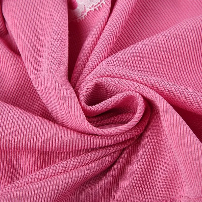 Ruffle long sleeve u neck lace hem slit contrast crop top