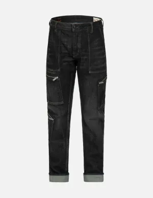 Seagull Embroidery Multi-pocket Carrot Fit Jeans #2017
