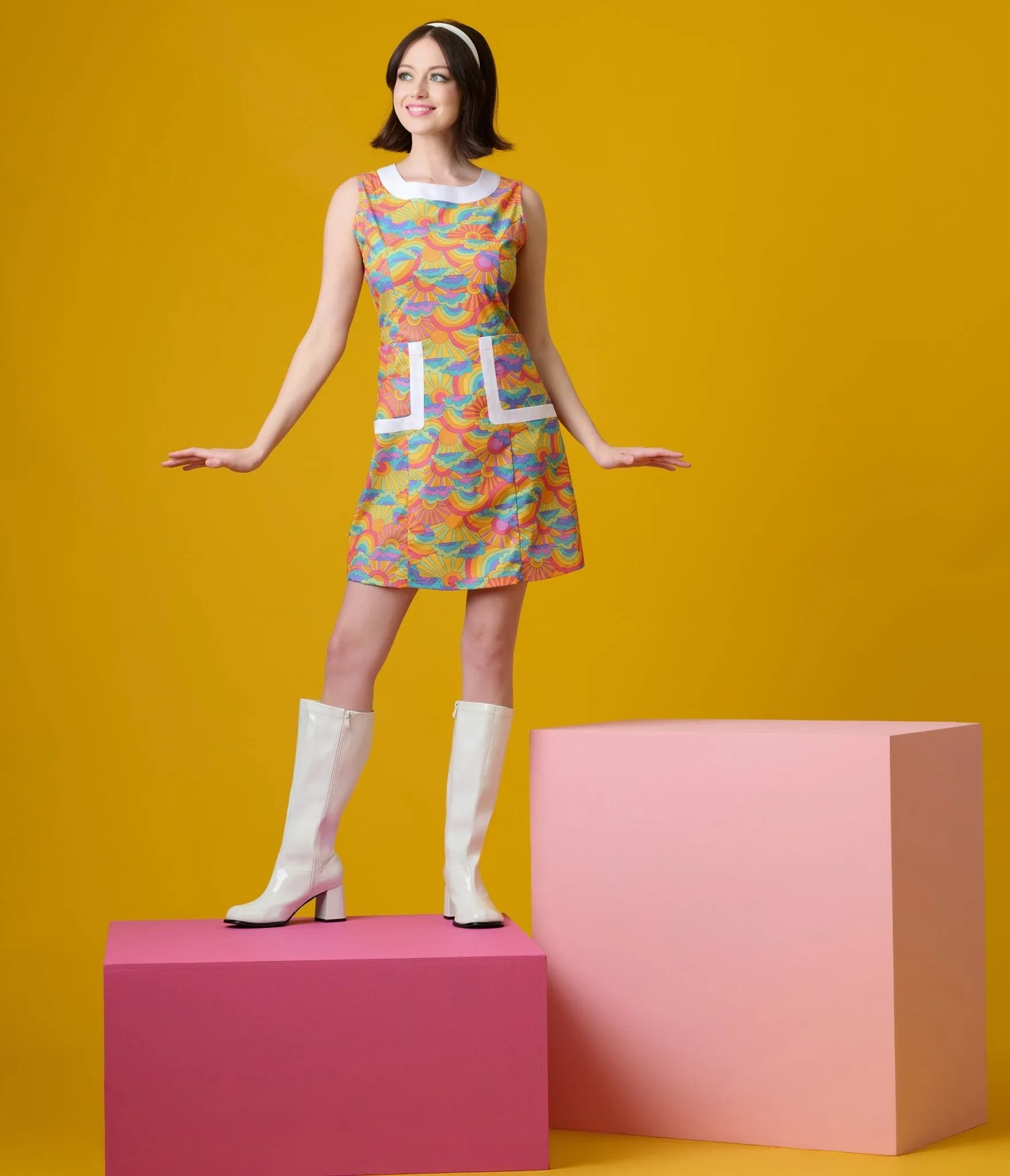 Smak Parlour 1960s Happy Groovy Rainbows Mod Shift Dress