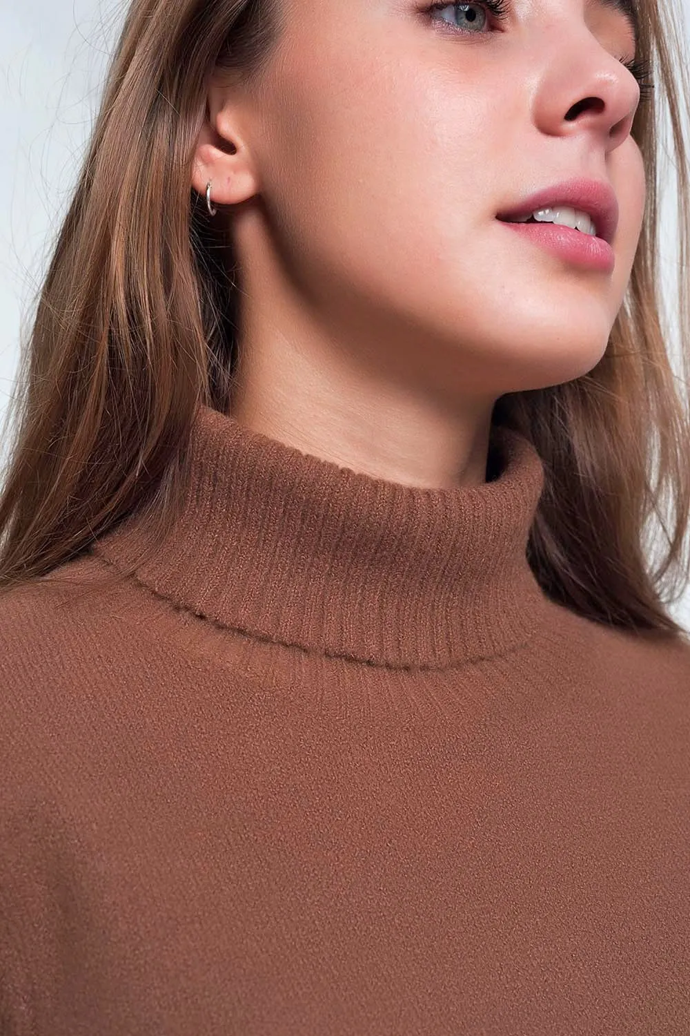 sweater with chevron detail in brown
