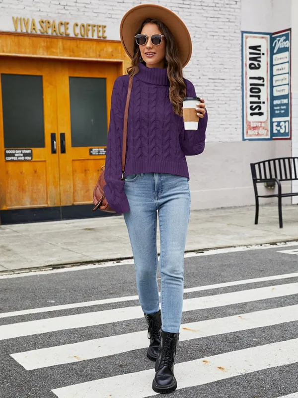 TastyHottie - Ladies rough hemp turtleneck casual sweater