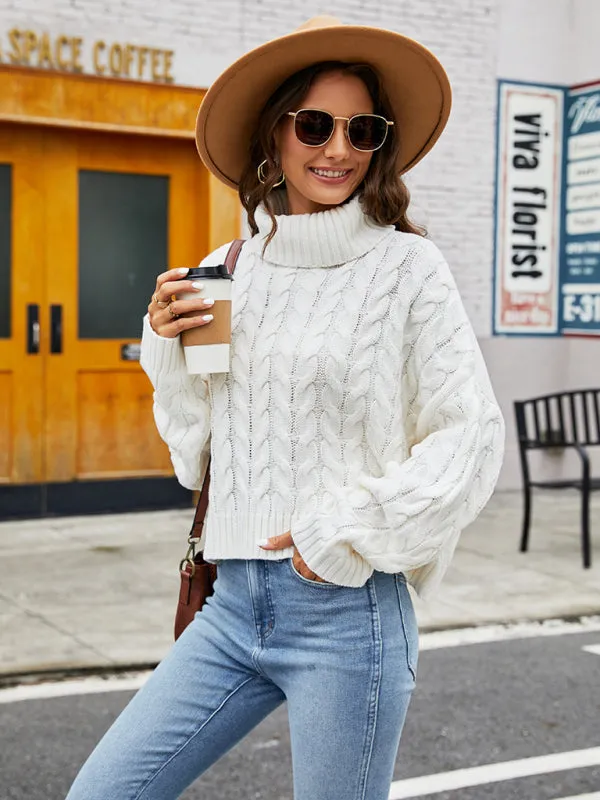 TastyHottie - Ladies rough hemp turtleneck casual sweater