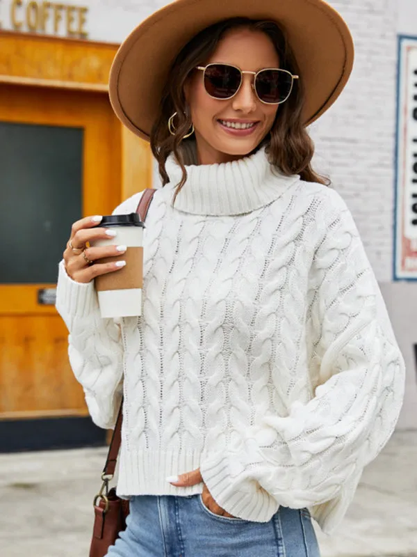 TastyHottie - Ladies rough hemp turtleneck casual sweater