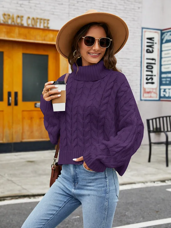 TastyHottie - Ladies rough hemp turtleneck casual sweater