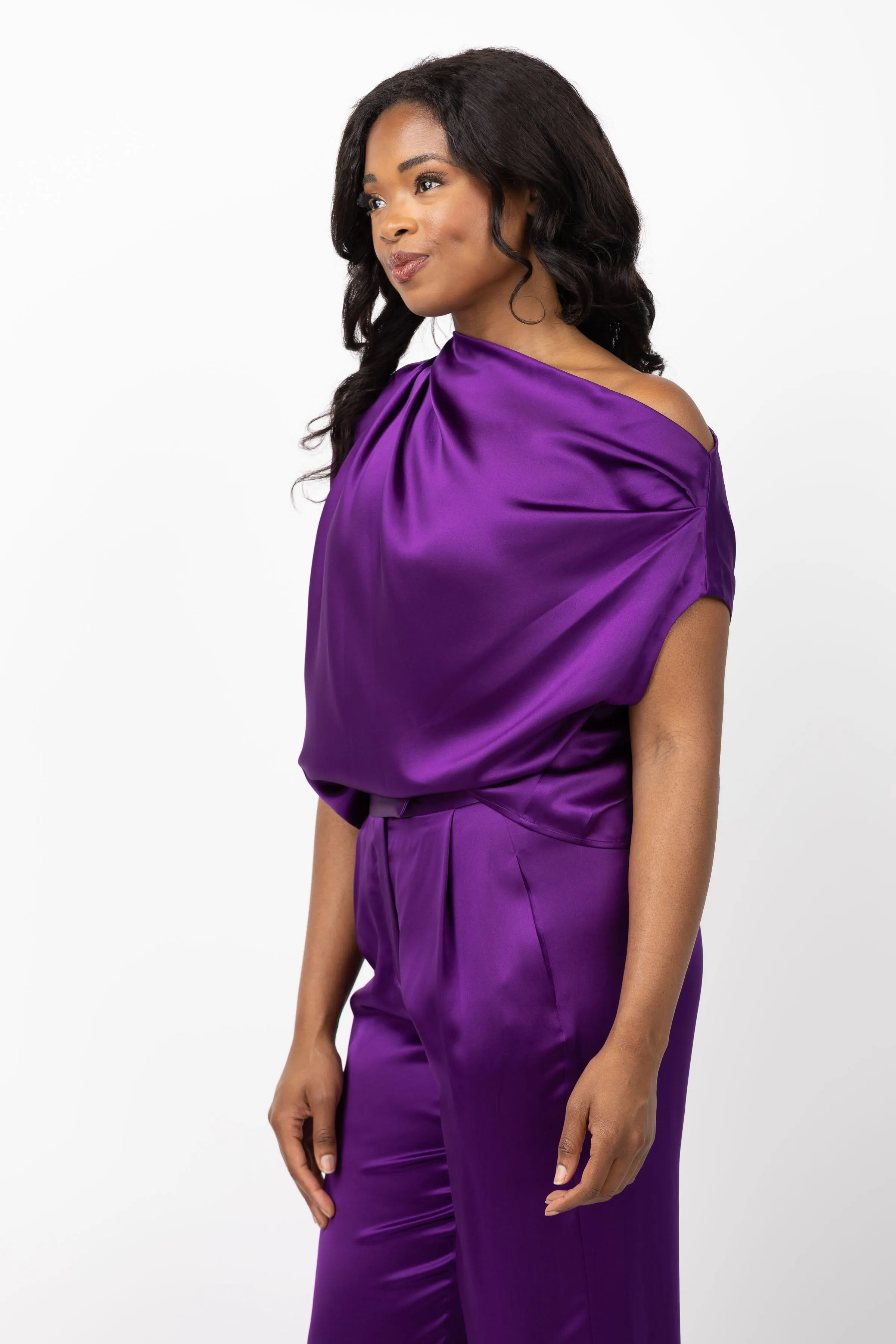 The Sei Draped Top in Eggplant