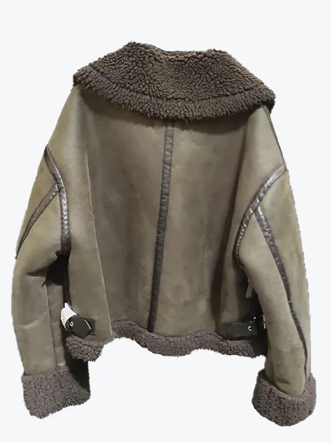 Warm Lapel Lamb Leather Moto Jacket