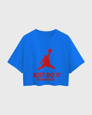Womens Oversized Cropped TShirt Funky Just Do It