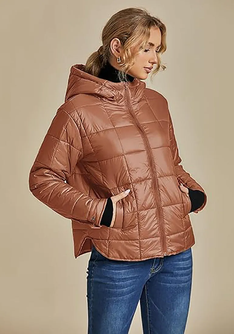 Women’s Warm Winter Casual Hooded Coat Warm Quilted Jacket With Pockets